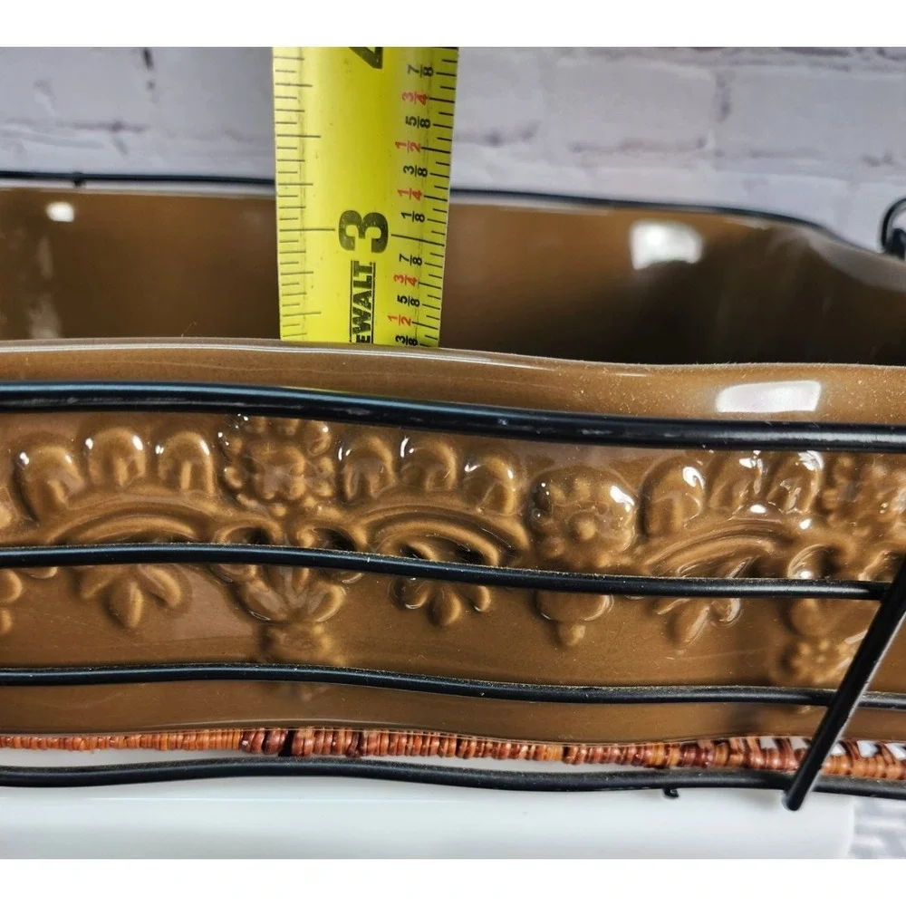 Temptations 7 Piece Floral Lace Casserole Serving Dishe Set w/ Wire Carry Rack